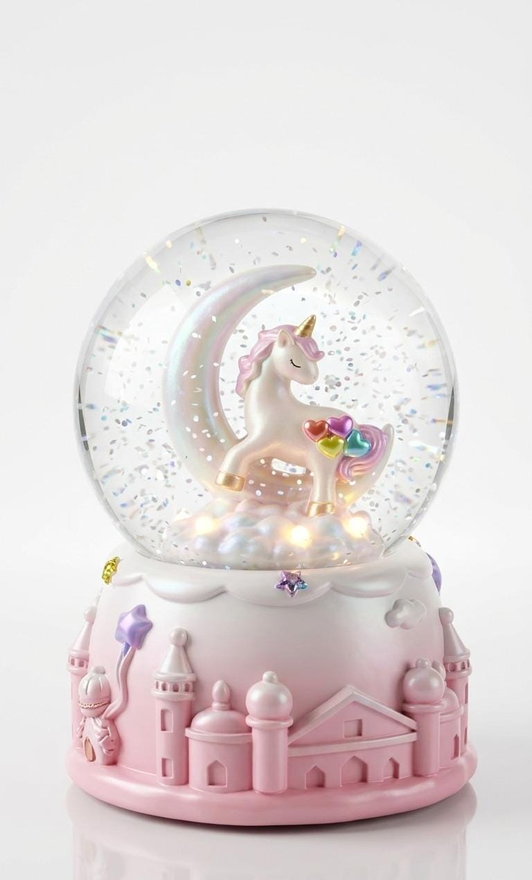 Unicorn Snow Globe Water Globe with Rainbow and Unicorn Decore