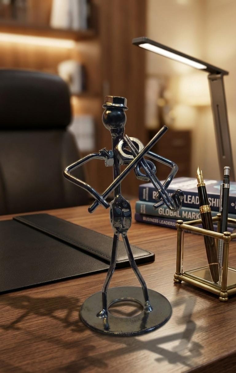 Metal Musician Guitar Player Statue Musical Instrument Little Iron Art Collectible Figurine Home Cafe Office Book Shelf Decor