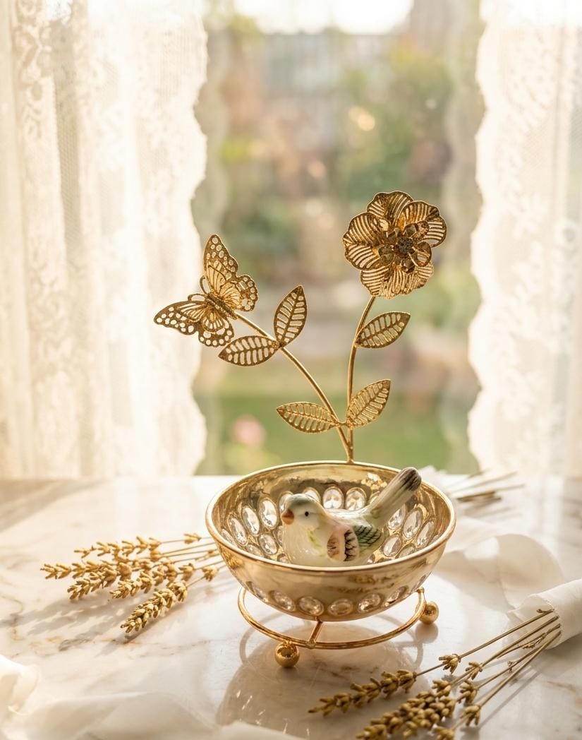 Butterfly Tray and Candle Jar holder 2pc
