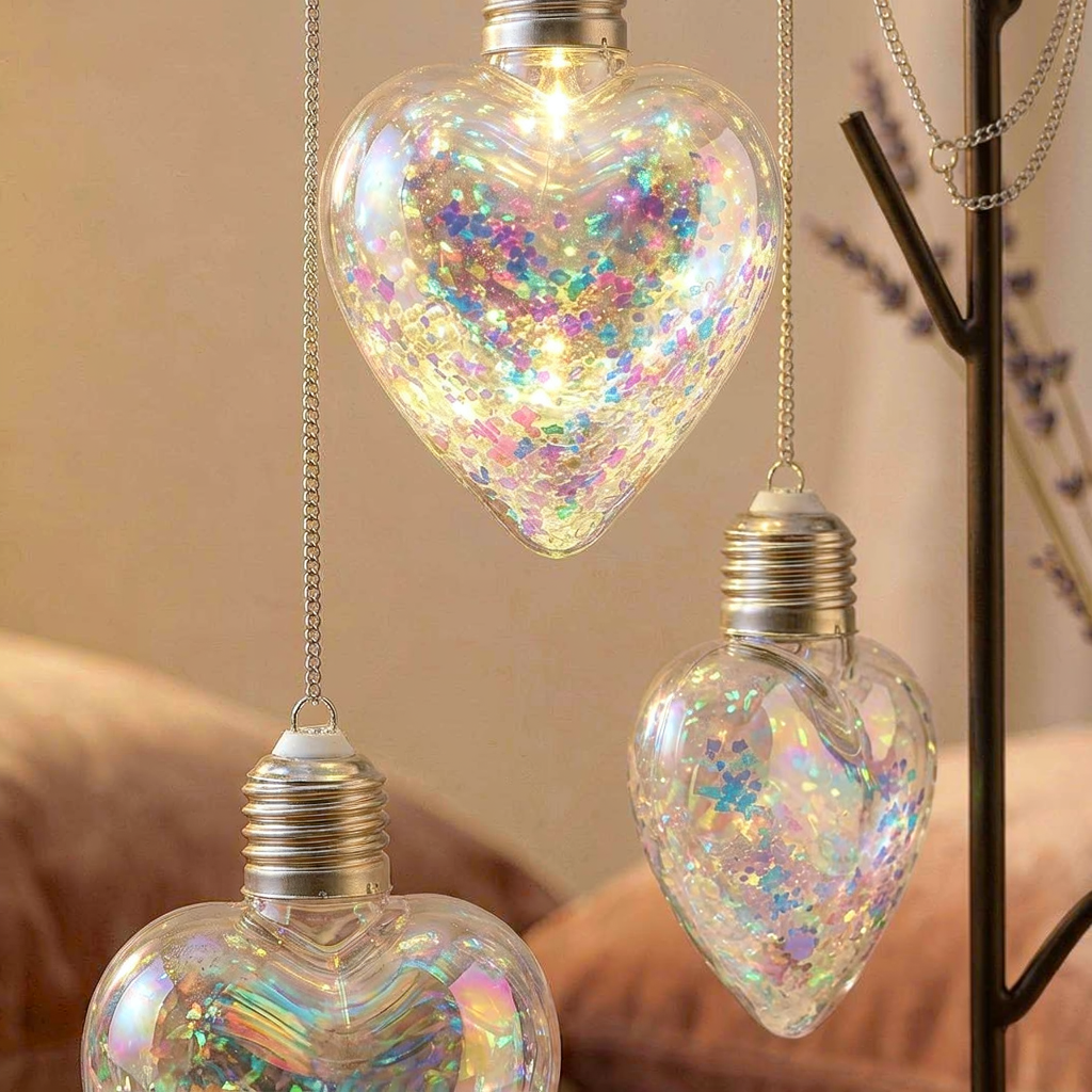 hanging glass heart ornaments 3PC limited Stock