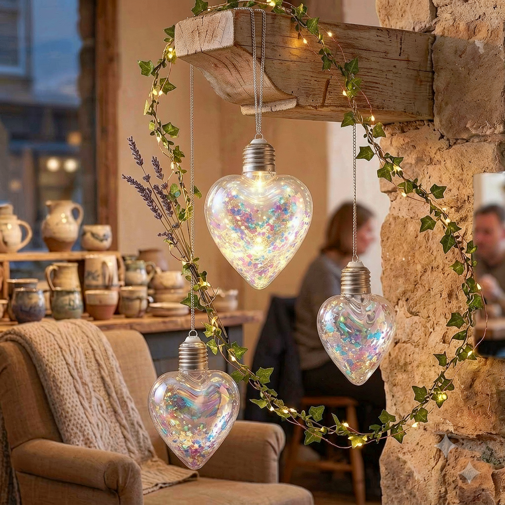 hanging glass heart ornaments 3PC limited Stock