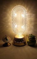 Crystal Table Lamp - Oval Rechargeable Night Light with USB Port